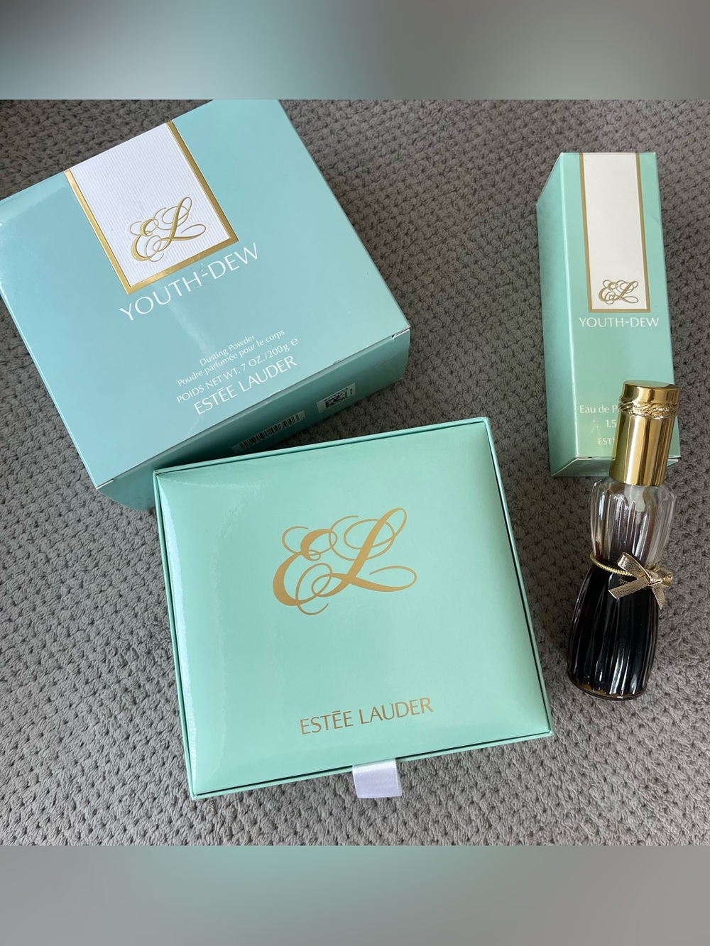 New Estée Lauder Youth Dew Dusting Powder + partial full Fragrance Spray